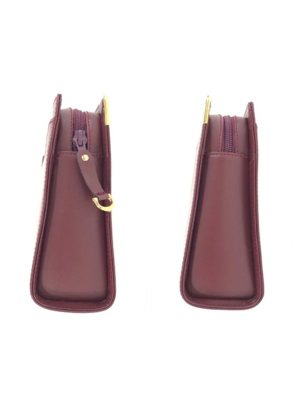 Cartier Must Line Winered Bordeaux Gold Leather Clutch Secondbag